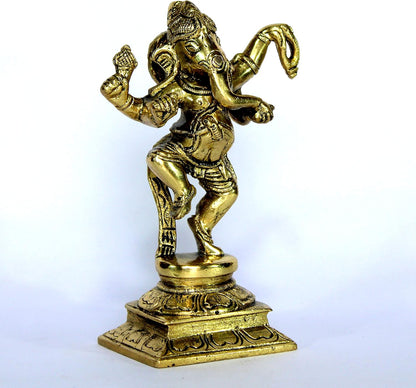 eSplanade 6" Dancing Ganesha Brass Showpiece | Home Decor | Ganesh Ganesha Ganpati Ganapati Murti Idol (Dancing Ganesha)