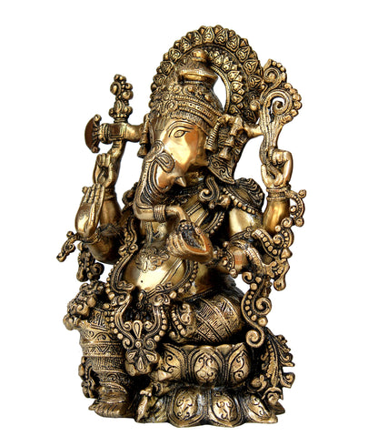 eSplanade Brass Ganesh Ganesha Ganpati Vinayak Showpiece -15.5" inches - Big Size | Murti Idol Statue Sculpture