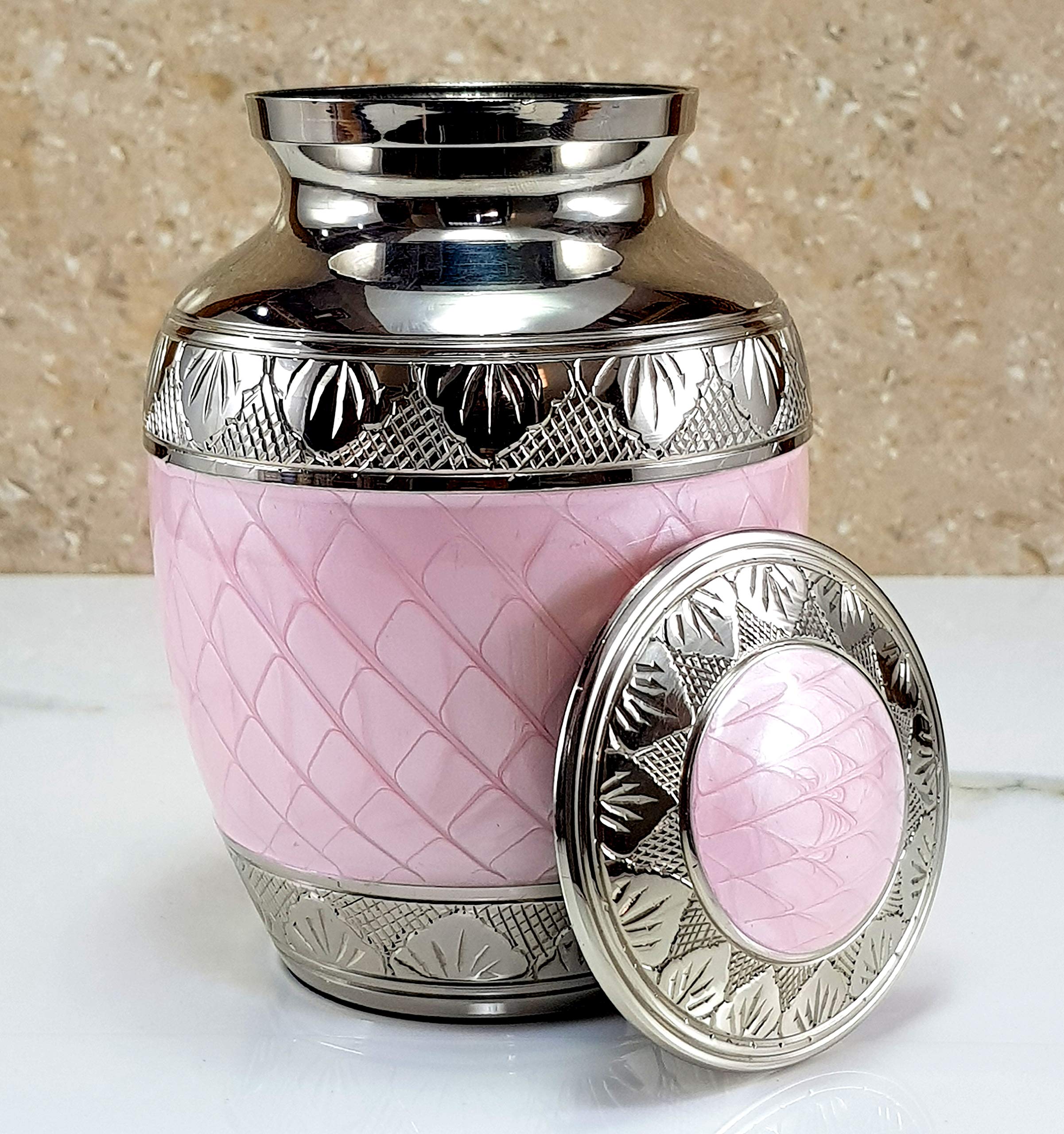 eSplanade Metal Cremation Urn Memorial Jar Pot Container | Medium Size Urn for Funeral Ashes Burial | Engraved Metal Urn