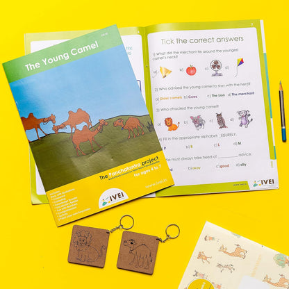 IVEI Panchatantra Story Kids Learning Book - Workbook and 2 DIY Keychains - Colouring Activity Worksheets - Creative Fun Activity and Education for Kids - The Young Camel ( Age 4 to 7 Years )