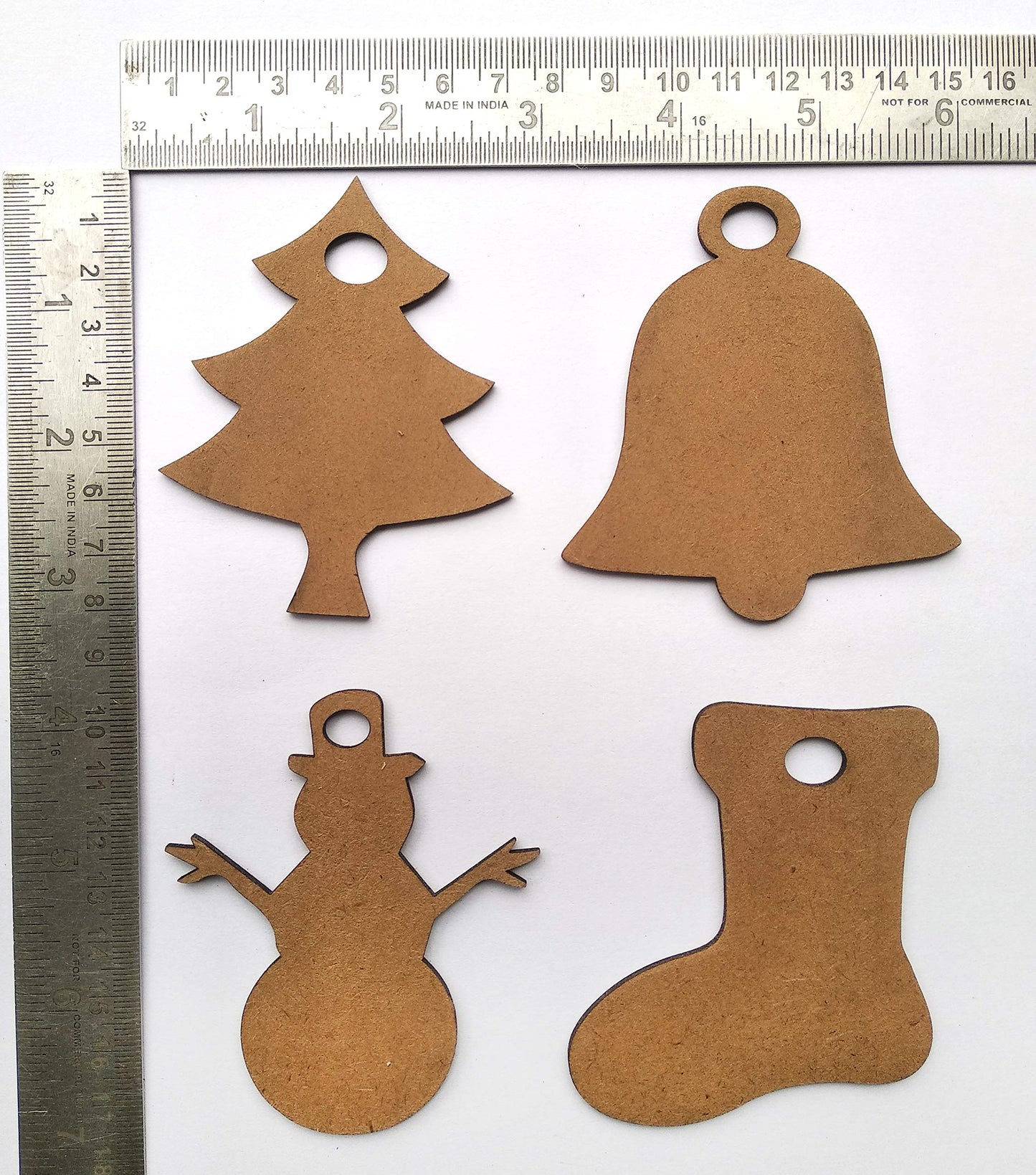 IVEI Christmas DIY MDF Cutouts Decorations Tree Ornaments Snowman Bells Socks for Christmas - for Painting Wooden Craft Decoupage Resin Art Work- Set of 20