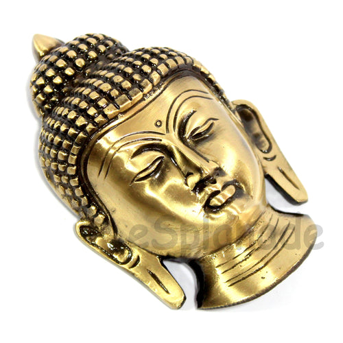 eSplanade Brass Buddha Face Wall Hanging Idol Statue Figurine Murti Showpiece | Buddha Head | Home Decor | Tibetan Buddhist Statue
