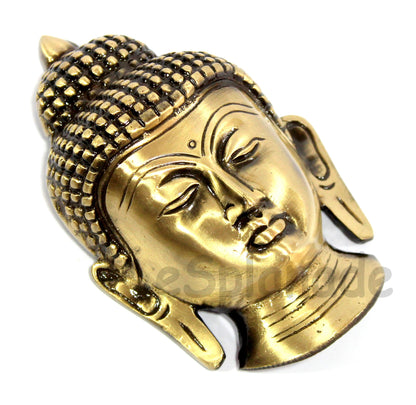 eSplanade Brass Buddha Face Wall Hanging Idol Statue Figurine Murti Showpiece | Buddha Head | Home Decor | Tibetan Buddhist Statue