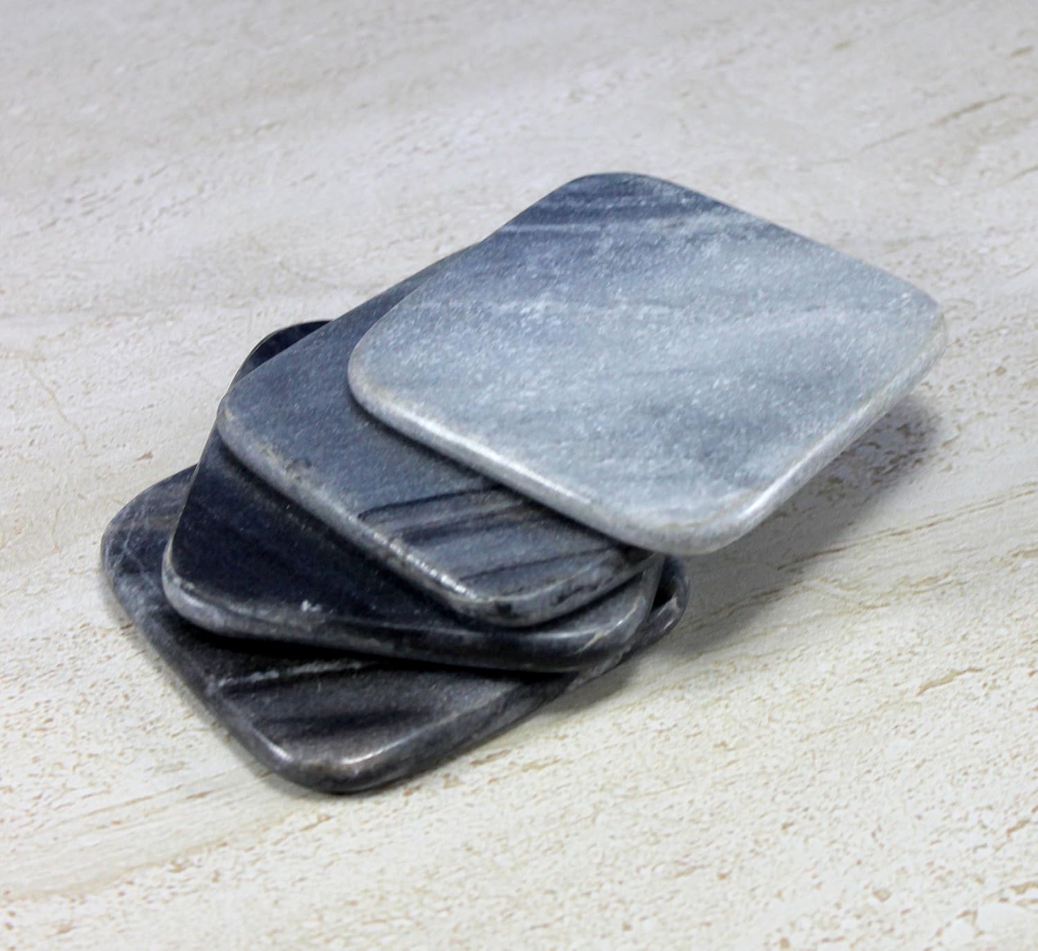 StonKraft Kleo Natural Stone Sculpted Coffee Tea Beer Coasters Set