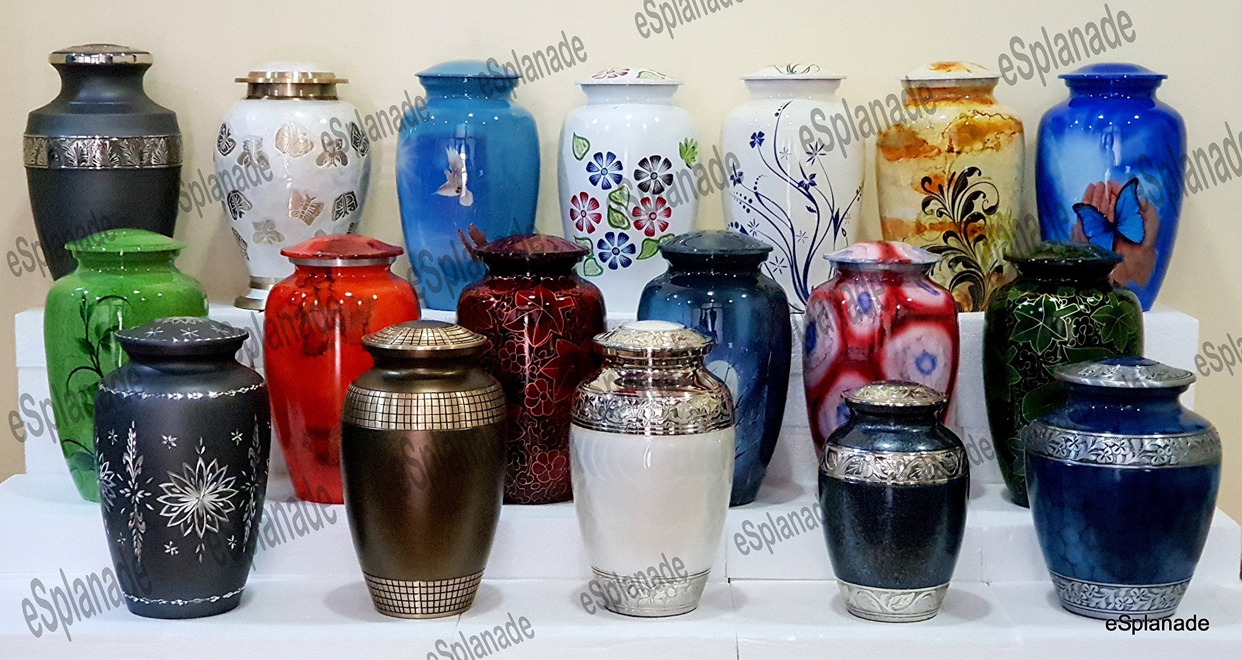 eSplanade Cremation Urn Memorial Human Ashes Container Jar Pot | Burial Funeral Urns |Red-10 Inches