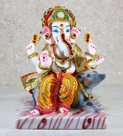 eSplanade Resin Ganesha Ganesh Murti Idol Statue Sculpture - Multi-colour - 9" Inches