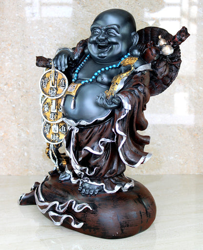 eSplanade Laughing Buddha Statue for Money, Wealth & Good Luck | Resin Home Decor Item for Living Room, Office Table Desk, Shelf | Feng Shui Showpiece, Idol & Figurine | House Warming Gift, 6.5"