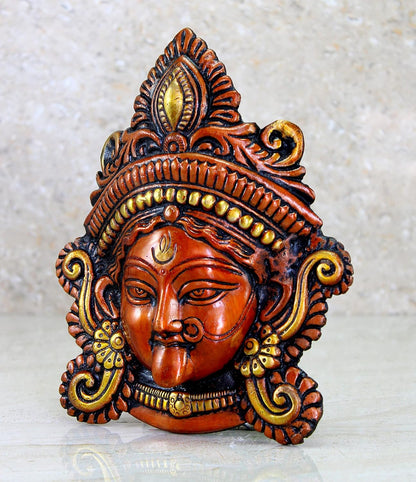 eSplanade Brass Kaali Ma Wall Hanging - 7.25 inches | Kali Maa Kali Mata Face Wall Hanging Idol Statue Sculpture