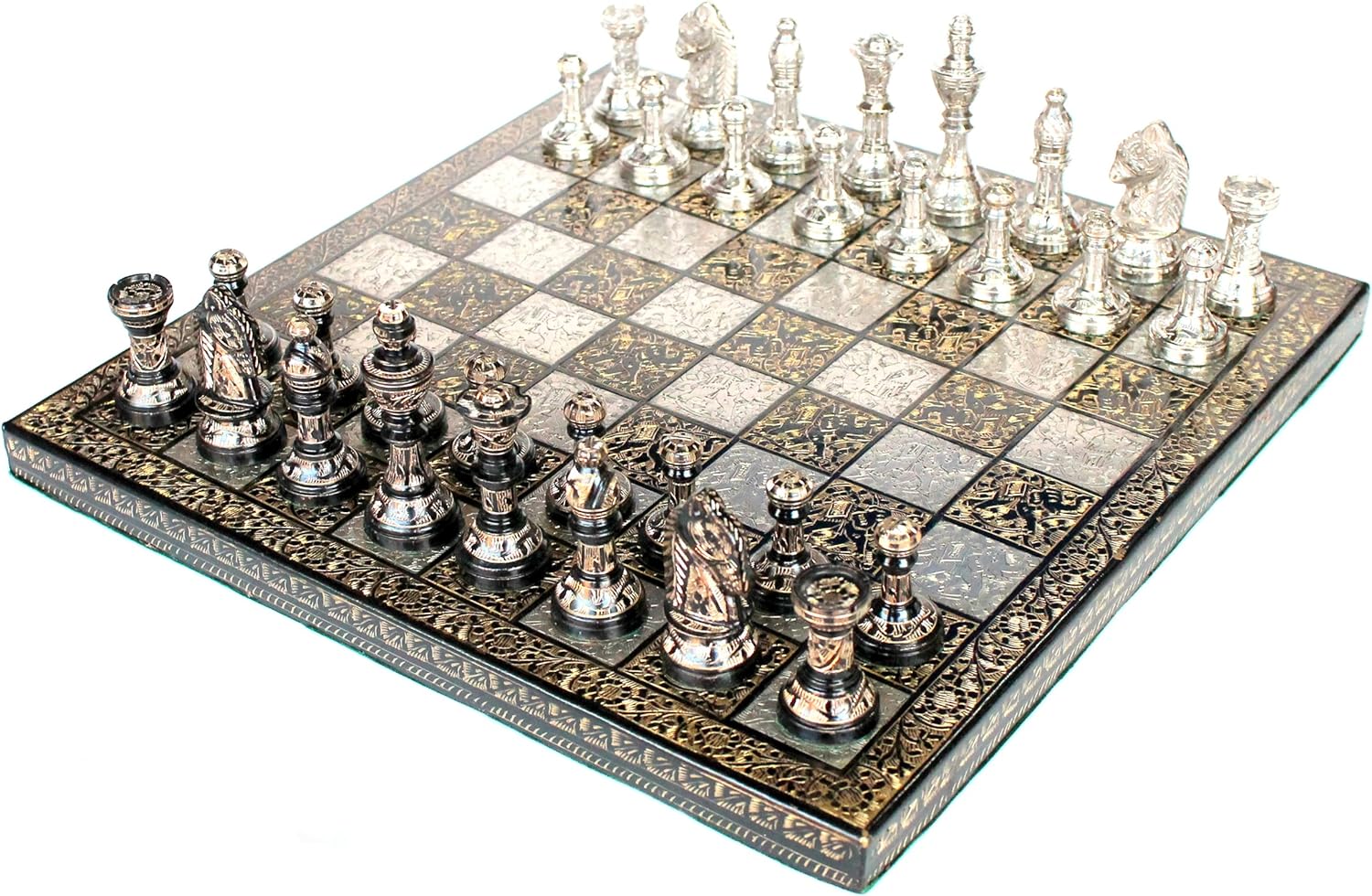 StonKraft 12" x 12″ Collectible Premium Brass Made Chess Board Game Set + All Brass Pieces