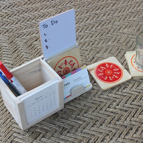 IVEI Warli Multi-Utility Calendar Desk Organizer
