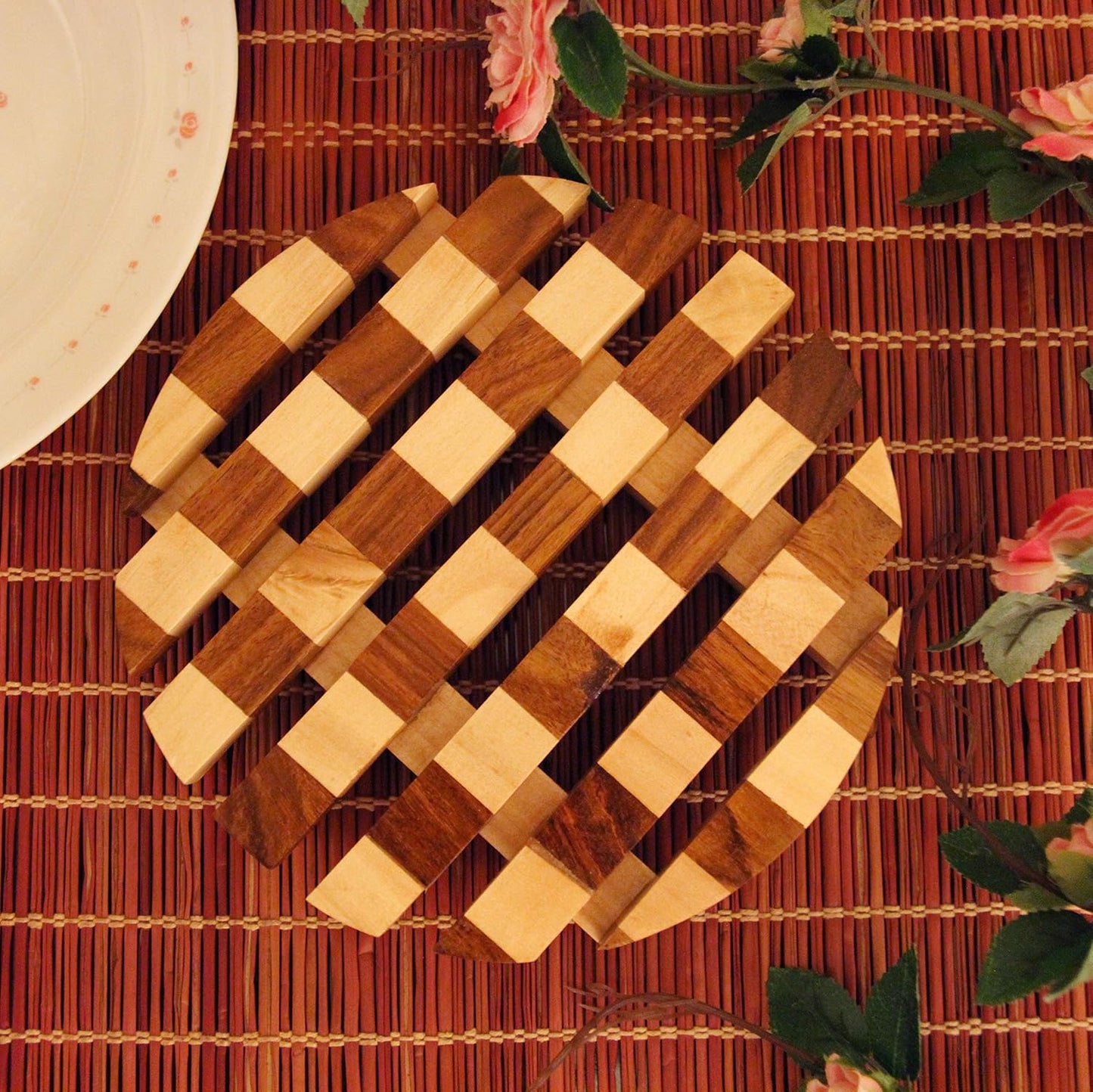 IVEI Trivet - Combination Wood - Wooden Serving platters - Big Coasters -Heat Resistent (Circle)