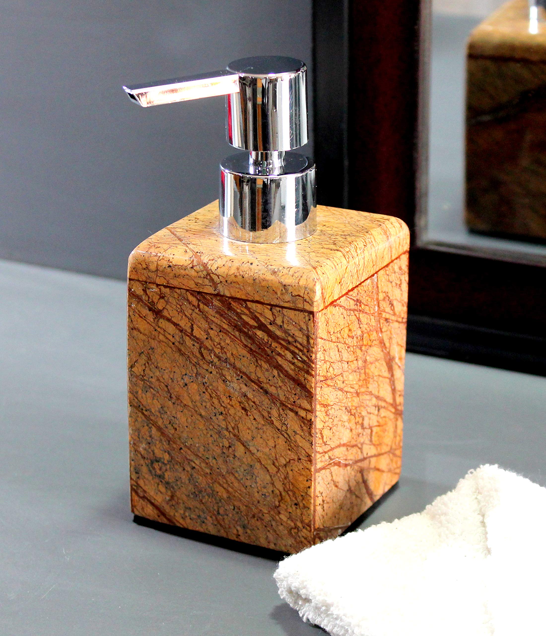 KLEO Soap/Lotion Dispenser - Made of Genuine Indian Marble - Luxury Bathroom Accessories Bath Set (Multicolour)
