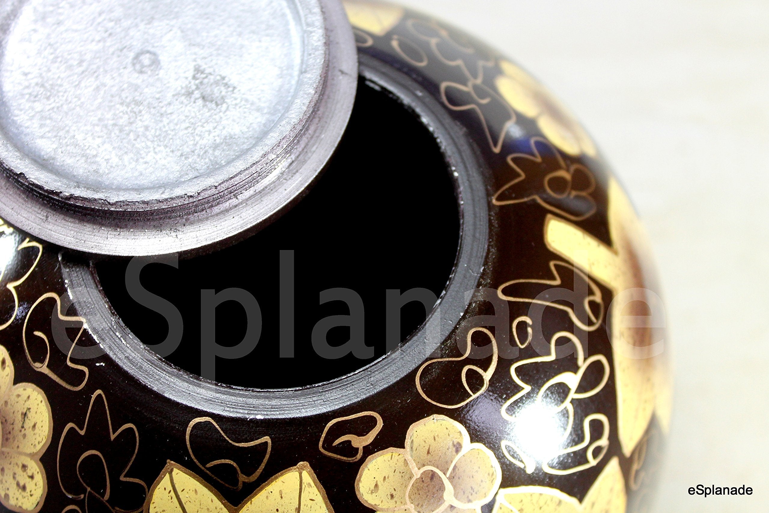 eSplanade Metal Cremation Urn Memorial Jar Pot Container | Full Size Round Shape Urn for Funeral Ashes Burial | Maple Leaves and Flowers Print | Brown - 8" Inches