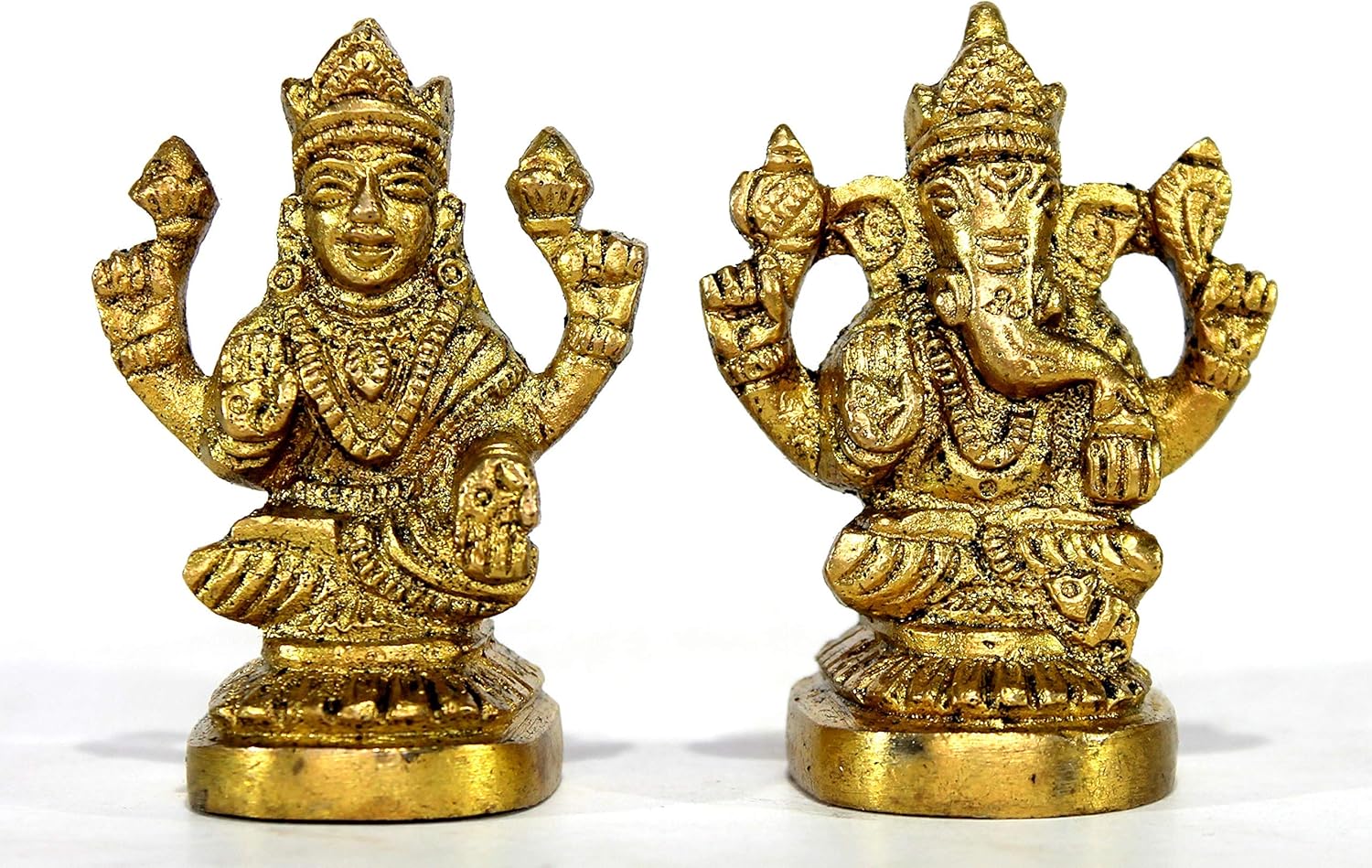 StonKraft - 2.25" (SMALL SIZE) - Ganesh Laxmi Idol - Beautiful Ganesh Ganpati Ganesha Laxmi Lakshmi Brass Sculpture for Deepawali Diwali Puja
