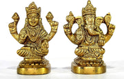 StonKraft - 2.25" (SMALL SIZE) - Ganesh Laxmi Idol - Beautiful Ganesh Ganpati Ganesha Laxmi Lakshmi Brass Sculpture for Deepawali Diwali Puja
