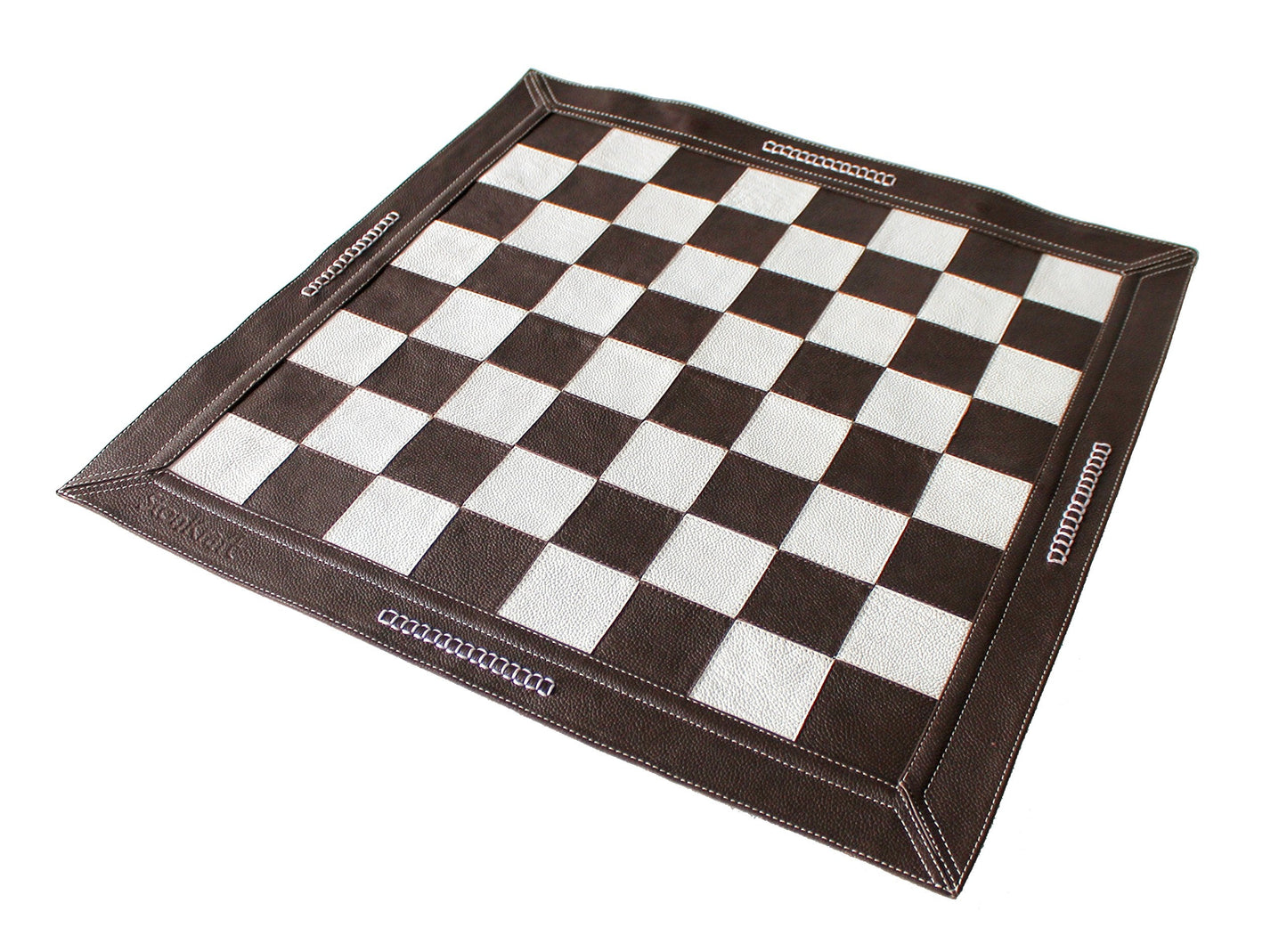 Stonkraft - 19" x 19" - Genuine Suede Leather Chess Board - Black | Roll-up Chess | Tournament Chess