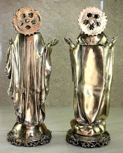 eSplanade Brass Jesus Christ and Mother Mary - 16 inches (BIG SIZE) | Religious Statues | Holy Statue of Christian