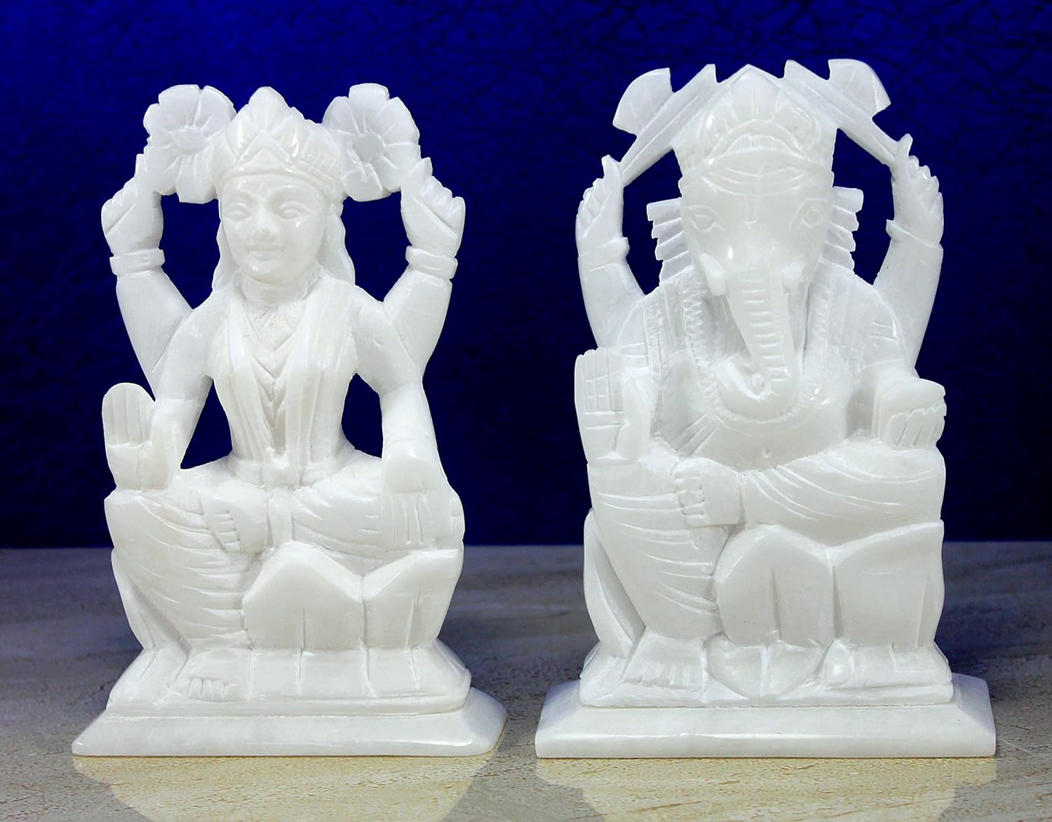 StonKraft - 7" (BIG SIZE) - Ganesh Laxmi Idol - Marble Lord Ganesh Ganpati Ganesha Laxmi Lakshmi Idol, Statue, Murti, Sculpture - Plain & Colourfull