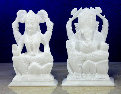 StonKraft - 7" (BIG SIZE) - Ganesh Laxmi Idol - Marble Lord Ganesh Ganpati Ganesha Laxmi Lakshmi Idol, Statue, Murti, Sculpture