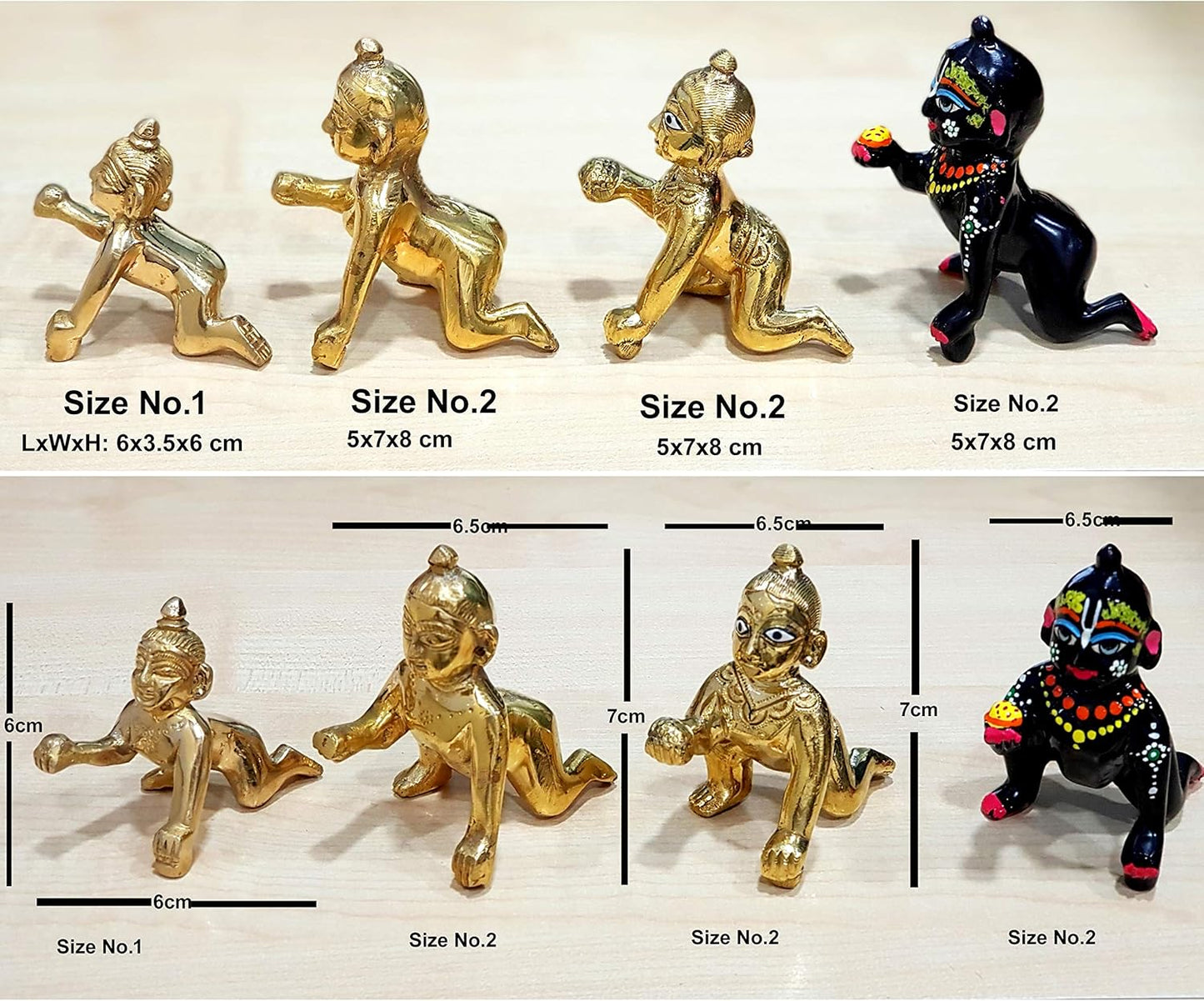 eSplanade - Black Painted Brass - (3") 7.5 cms - Laddoo Gopal Baby Krishna Kishan Baby Krishna Thakurji Murti Idol Statue Sculpture