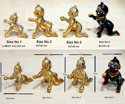 eSplanade - Black Painted Brass - (3") 7.5 cms - Laddoo Gopal Baby Krishna Kishan Baby Krishna Thakurji Murti Idol Statue Sculpture