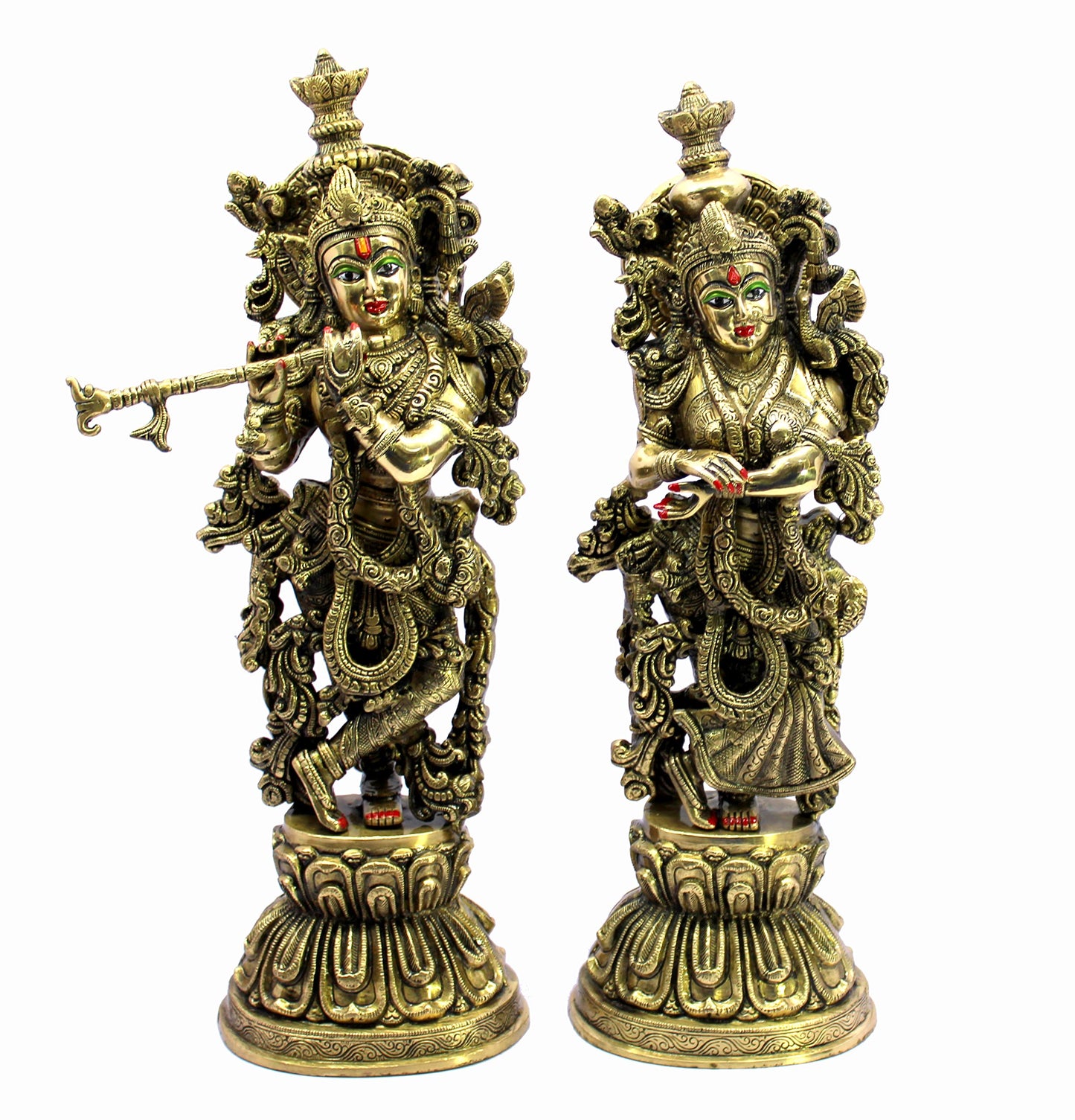 eSplanade Brass Radha Krishna Radhe Krishan Murti Idol Statue Sculpture - Multicolour - 21" Inches (Big Size)