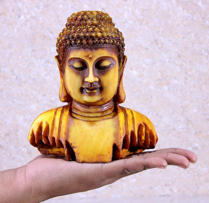 eSplanade Resin Buddha Showpiece | Home Decor | Idol Statue Figurine Murti | Tibetan Buddhist Statue (Tan)