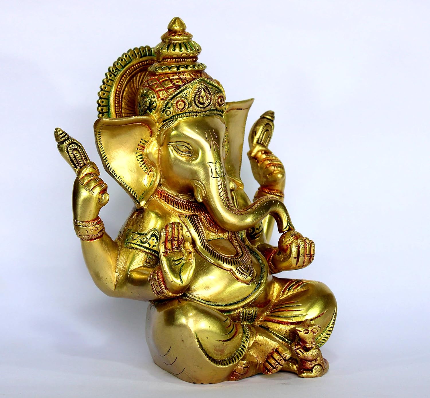 eSplanade 7.5" Ganesha Brass Showpiece | Home Decor | Ganesh Ganesha Ganpati Ganapati Murti Idol (Sitting Ganesha)
