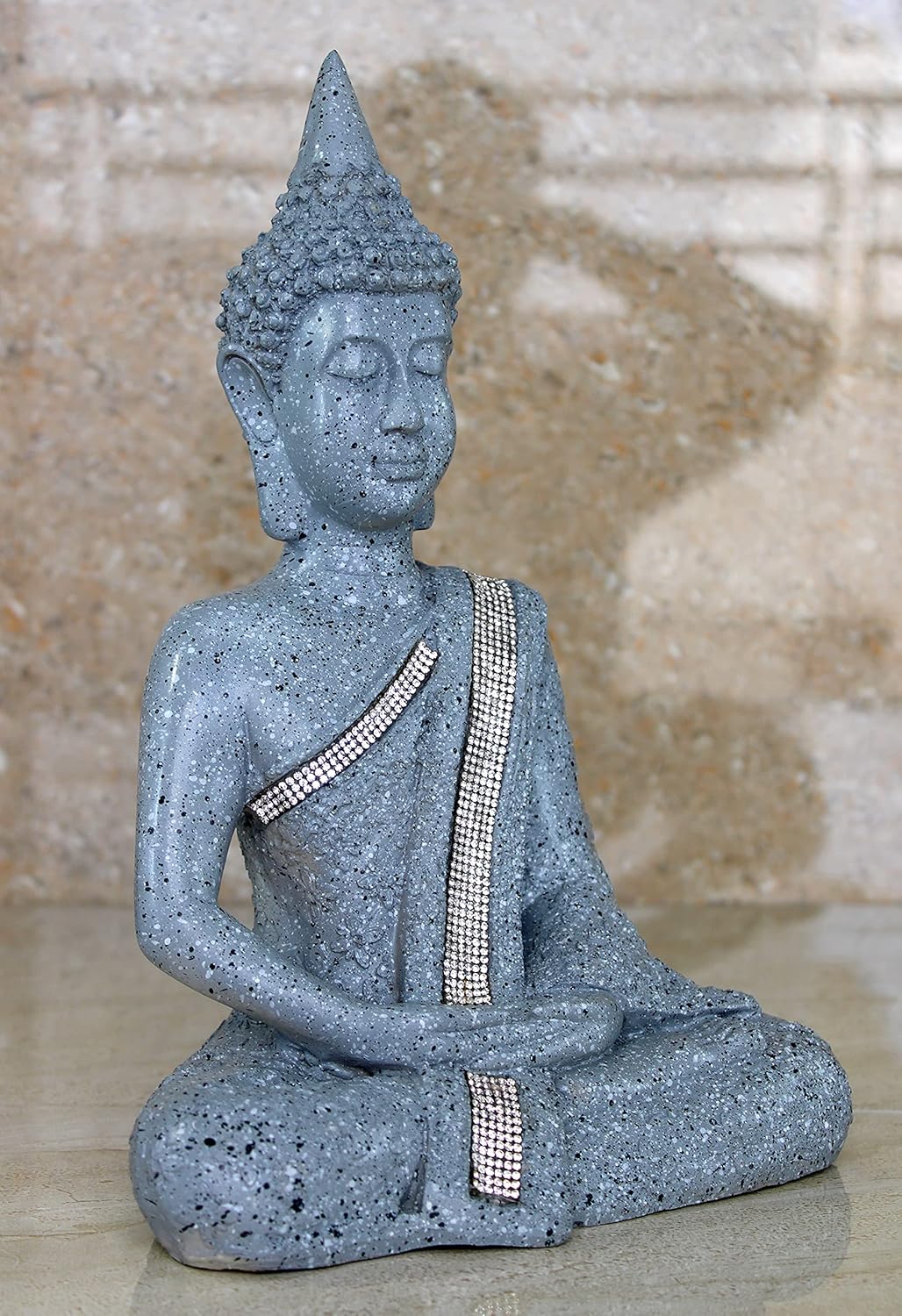 eSplanade Resin Meditating Buddha Showpiece | Home Decor | Idol Statue Figurine Murti | Tibetan Buddhist Statue - 11.5" Inches - Grey