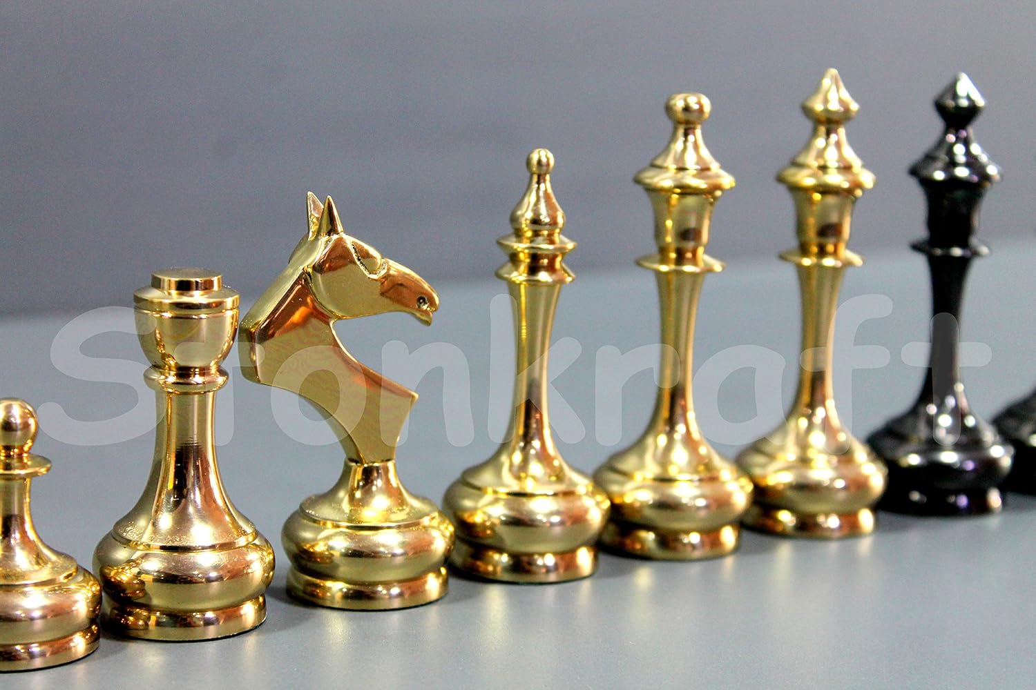 StonKraft Brass Chess Pieces Chess Coins Pawns Chessmen (Gold, 3.75" Latest)