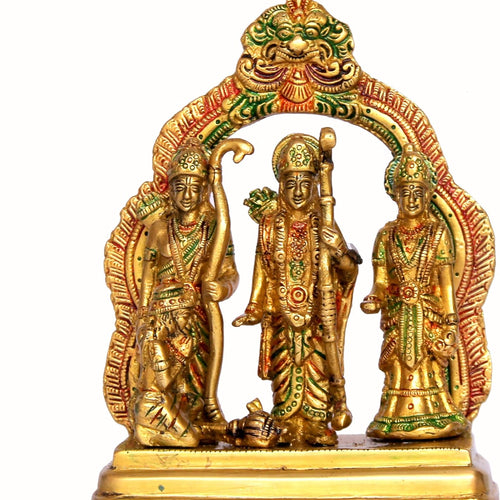 StonKraft - Brass Ram Darbar includes Rama, Sita, Laxman, Hanuman Murti Idol Statue Figurine | 6.75