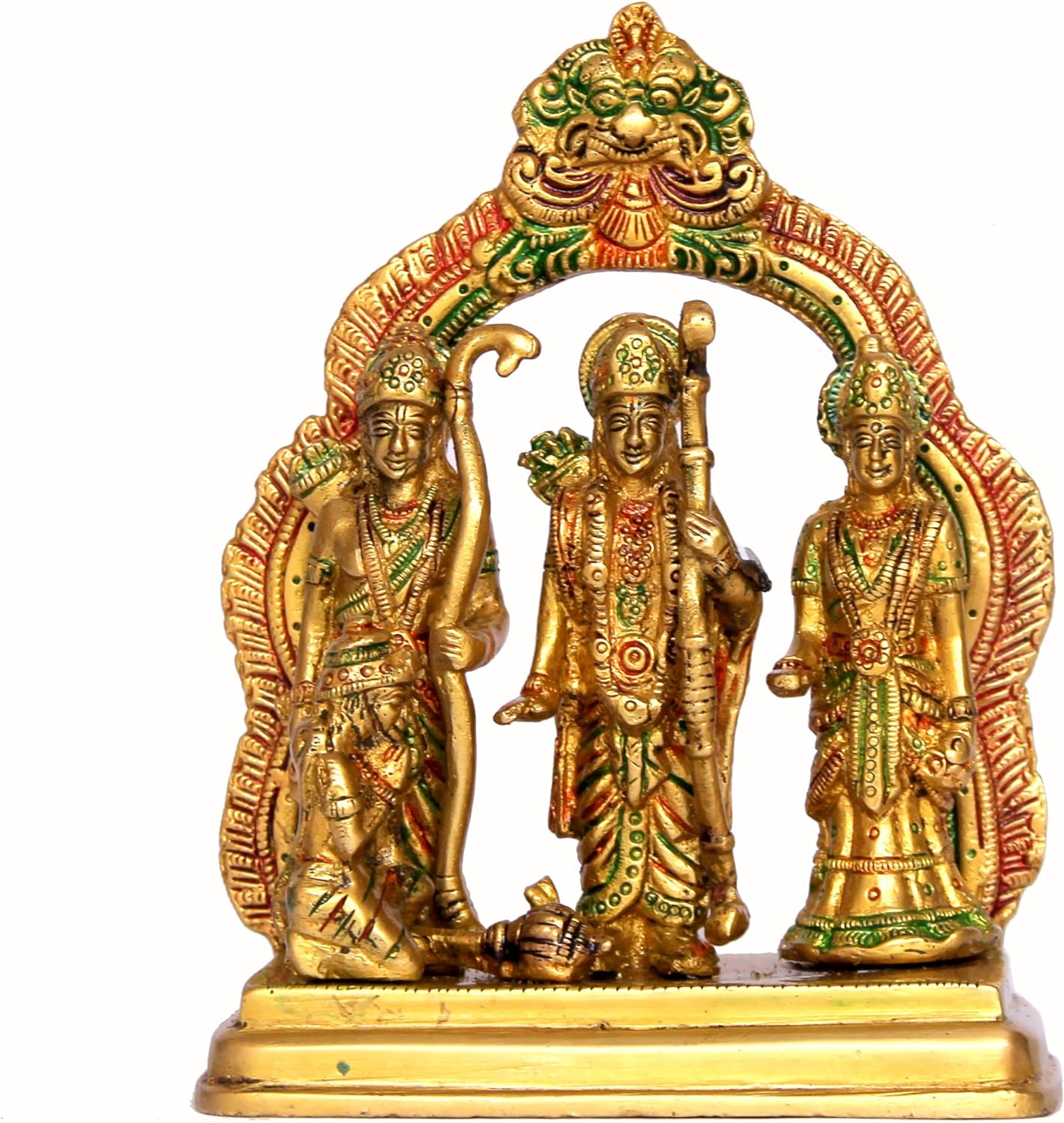 StonKraft - Brass Ram Darbar includes Rama, Sita, Laxman, Hanuman Murti Idol Statue Figurine | 6.75" inches