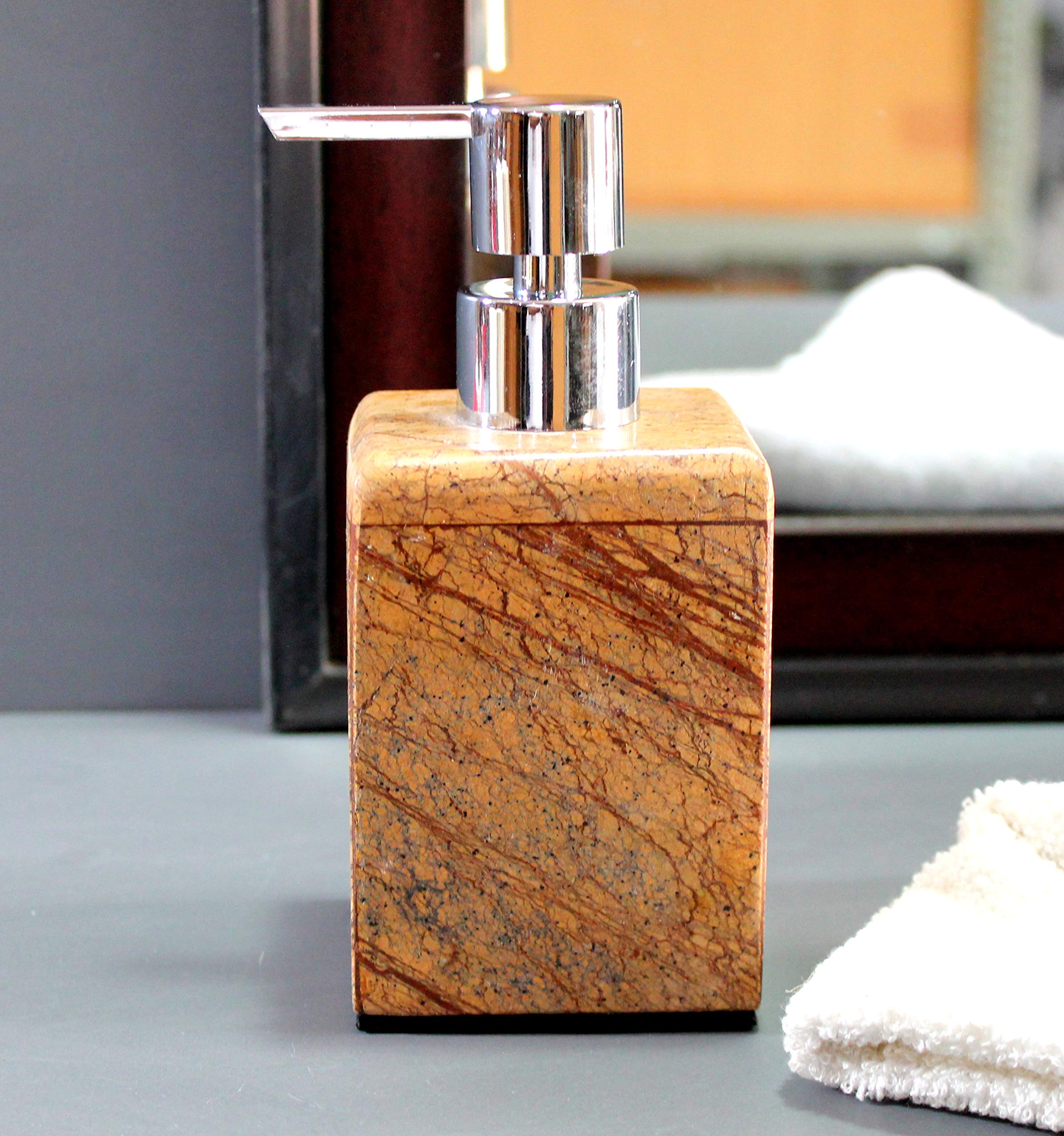 KLEO Soap/Lotion Dispenser - Made of Genuine Indian Marble - Luxury Bathroom Accessories Bath Set (Multicolour)