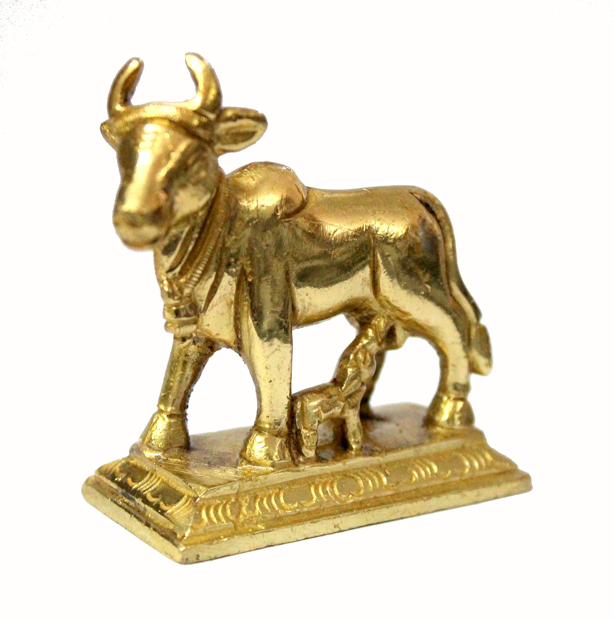 StonKraft Brass Kamdhenu Kamadhenu Idol Murti Statue 2.5 & 6.5"