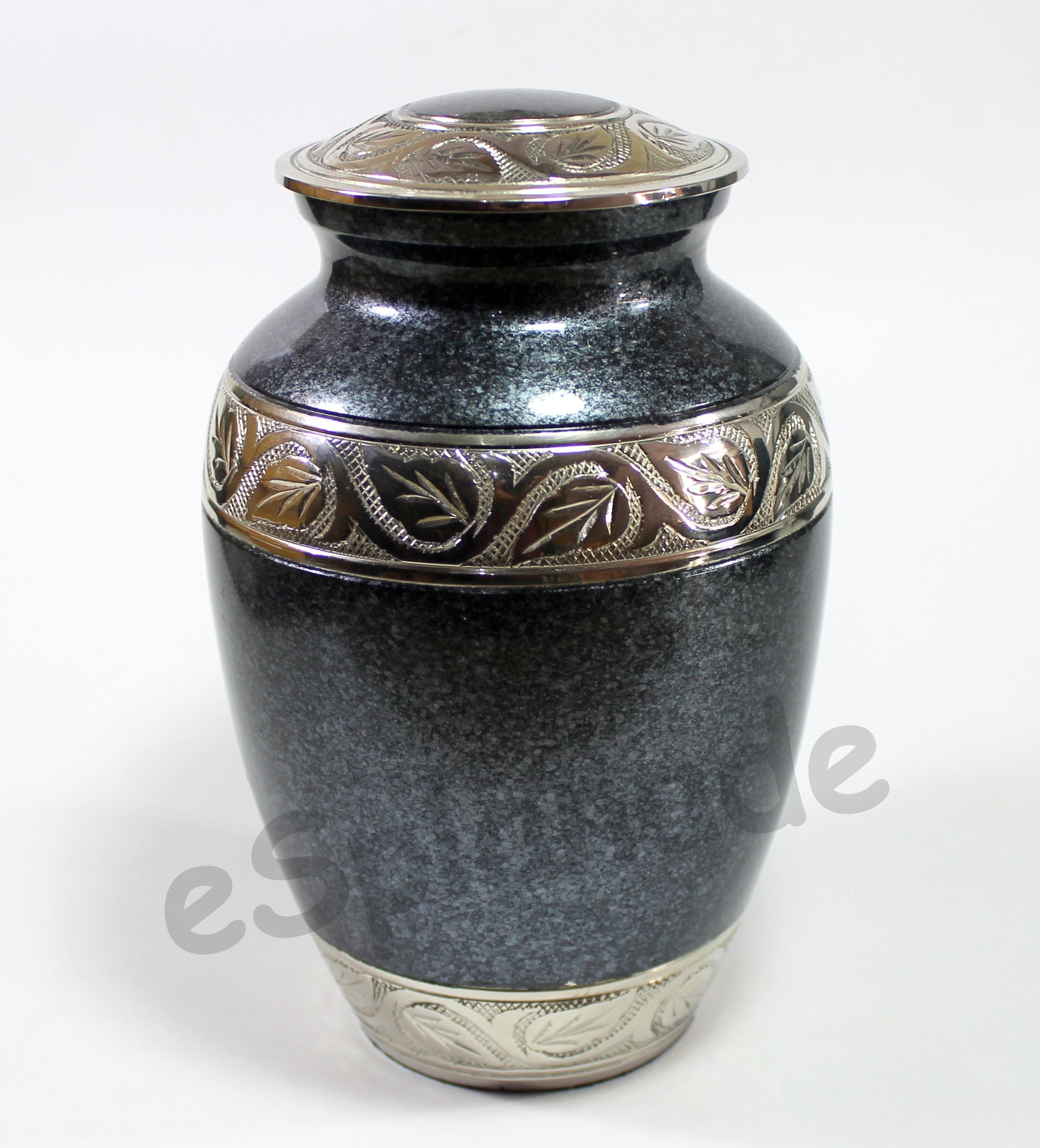 eSplanade Brass Cremation Urn Memorial Jar Pot Container | Full Size Urn for Funeral Ashes Burial | Engraved Metal Urn |