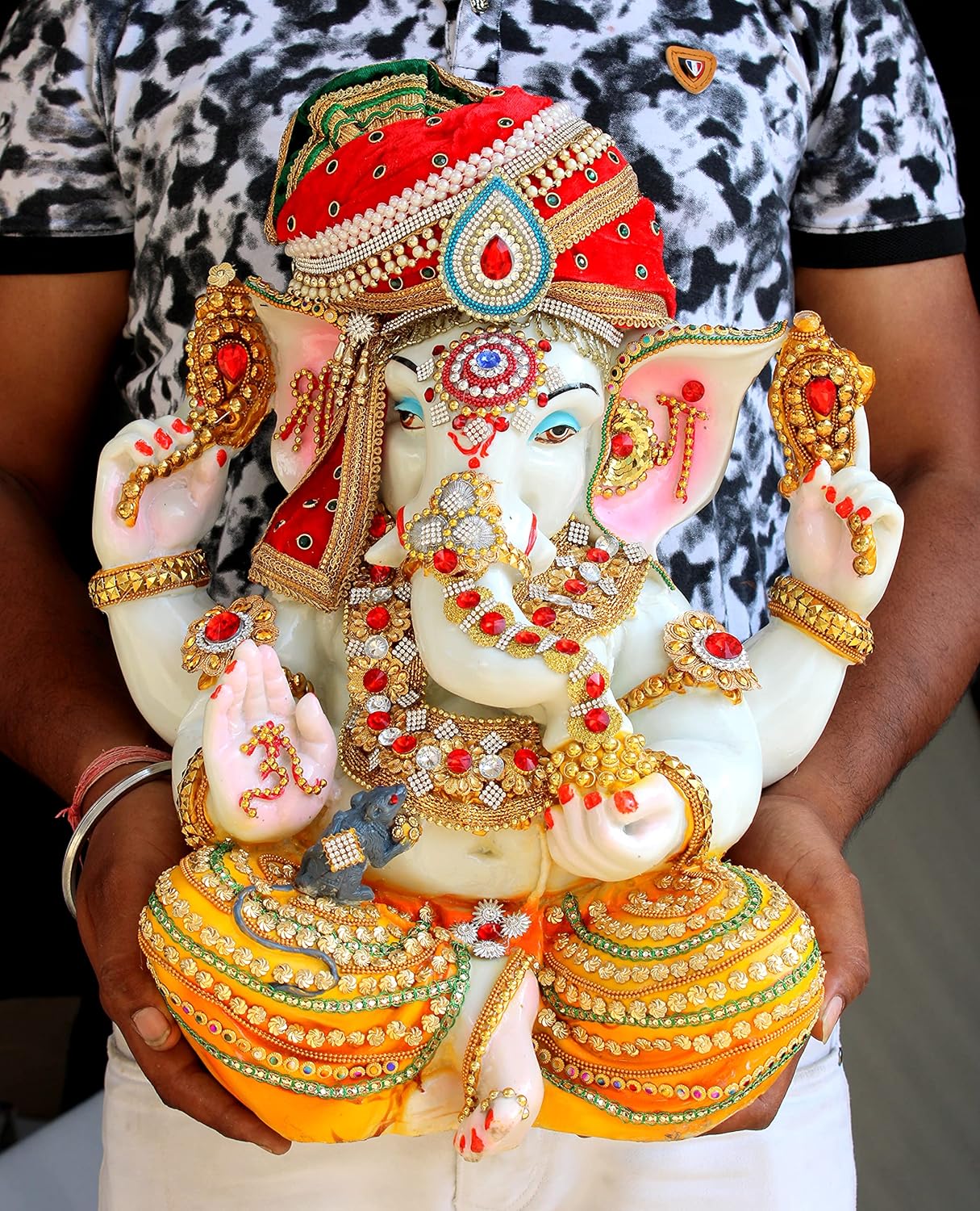 eSplanade Resin Ganesh Ganesha Ganpati Murti Idol Statue Sculpture - Big Size | Pooja idols | Home Decor - 17" Inches - Multi