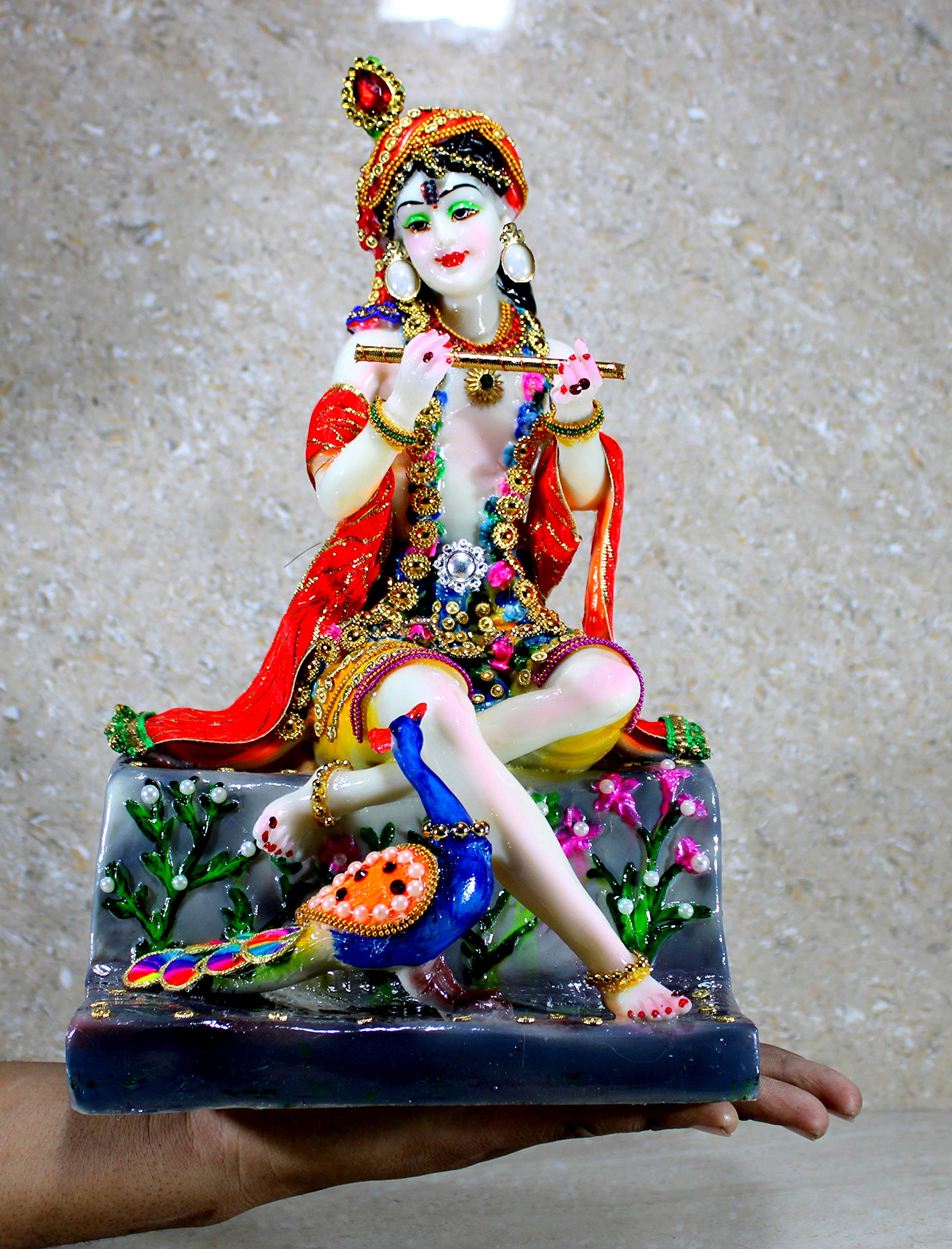 eSplanade Resin Krishna Kishan Murti Idol Statue Sculpture (11", 12.5", 14" Inches) Multicolour