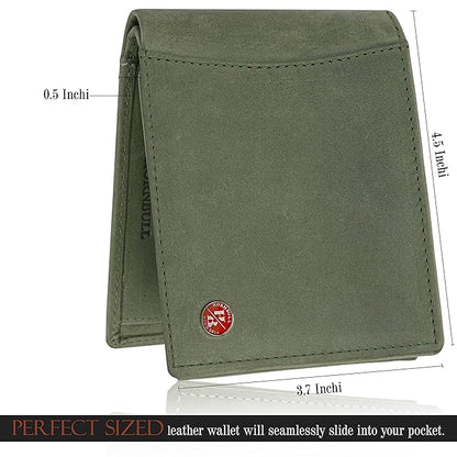 HORNBULL Themes Green RFID Blocking Leather Wallet for Men | Wallets Men Leather | Mens Wallet