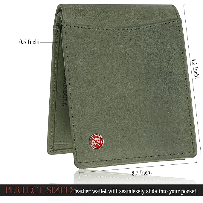 HORNBULL Themes Green RFID Blocking Leather Wallet for Men | Wallets Men Leather | Mens Wallet