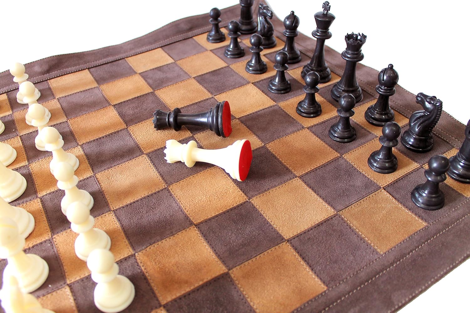StonKraft - Big Size 19" x 19" Genuine Leather Chess Board | Roll-up Tournament Chess