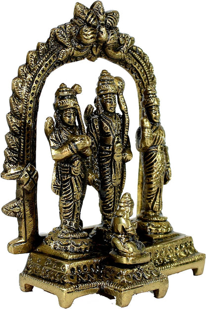 eSplanade 5.5" Brass Ram Darbar (Rama, Sita, Laxman, Hanuman) Murti Idol Statue Sculpture