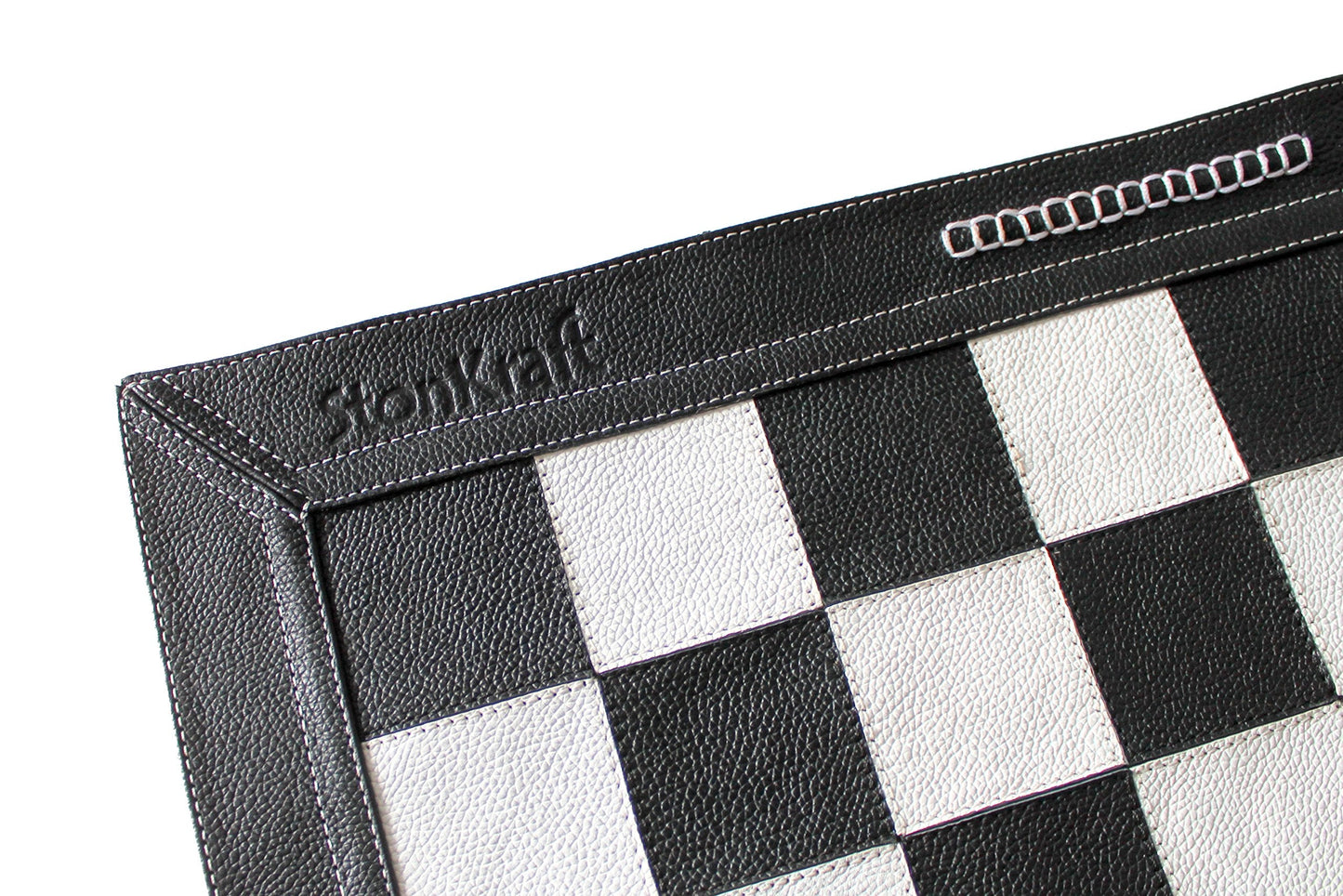 Stonkraft - 19" x 19" - Genuine Suede Leather Chess Board - Black | Roll-up Chess | Tournament Chess