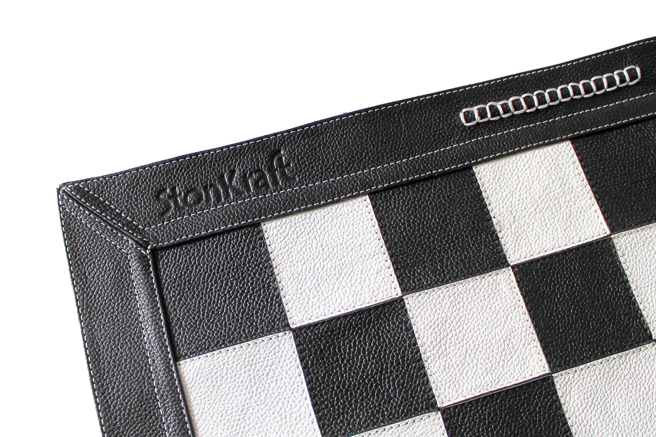 Stonkraft - 19" x 19" - Genuine Suede Leather Chess Board  | Roll-up Chess | Tournament Chess