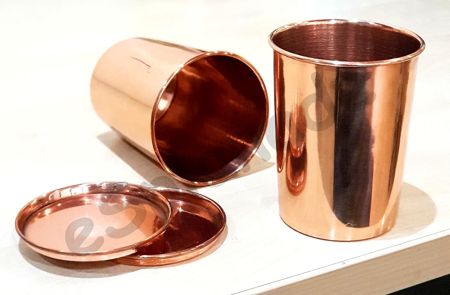 Esplanade Copper Glasses | Moscow Mule Shot | Seamless Copper Glass | Leak Proof, Travel Friendly with Ayurvedic Health Benefits (Glasses Set of 2)