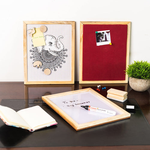 IVEI Combination Board with Magnet Board, Pin Board & Whiteboard- Set of 3- Wine -Innovative Organizer for Kids and Adults with Magnets to Do Boards, Best Gift for Home, Office, School- (Small)- Wine, yellow