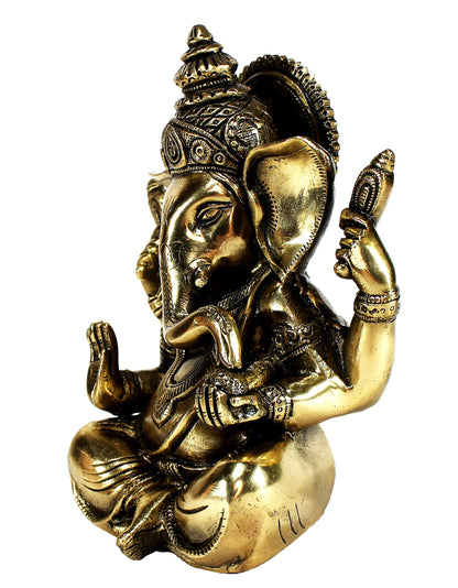 eSplanade 8" Brass Ganesha in Antique Finish | Pooja Puja Ganesh Ganesha Ganpati Ganapati Murti Idol (4.5" Ganesh)