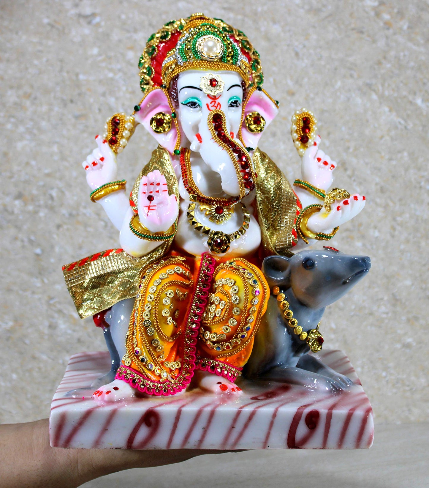 eSplanade Resin Ganesha Ganesh Murti Idol Statue Sculpture - Multi-colour - 9" Inches