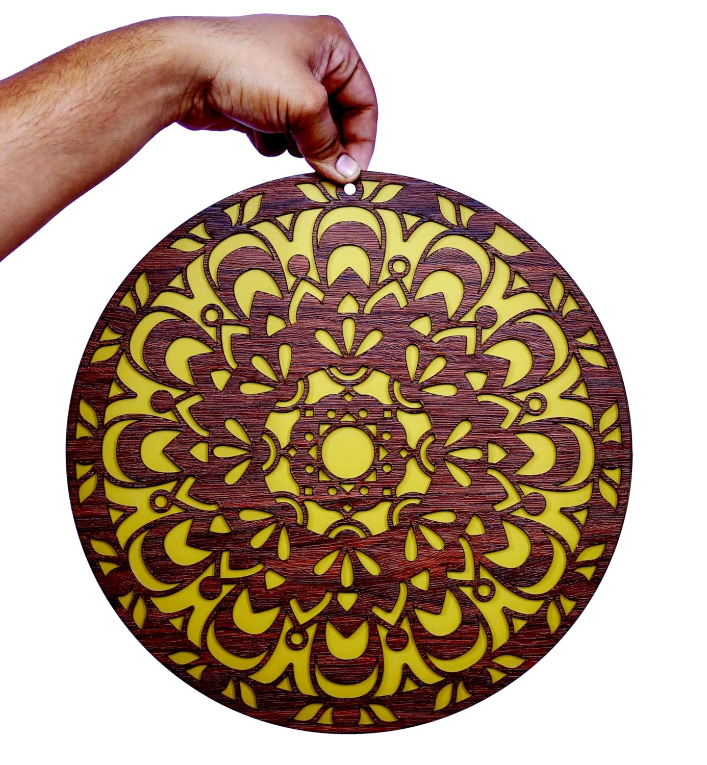 ESPLANADE Wood Wall Hanging- Satiya, Om, Ganesh & Mandala Home Decoration Items for Living Room, Wall Decor Items, Decor for Home and Office - 12in