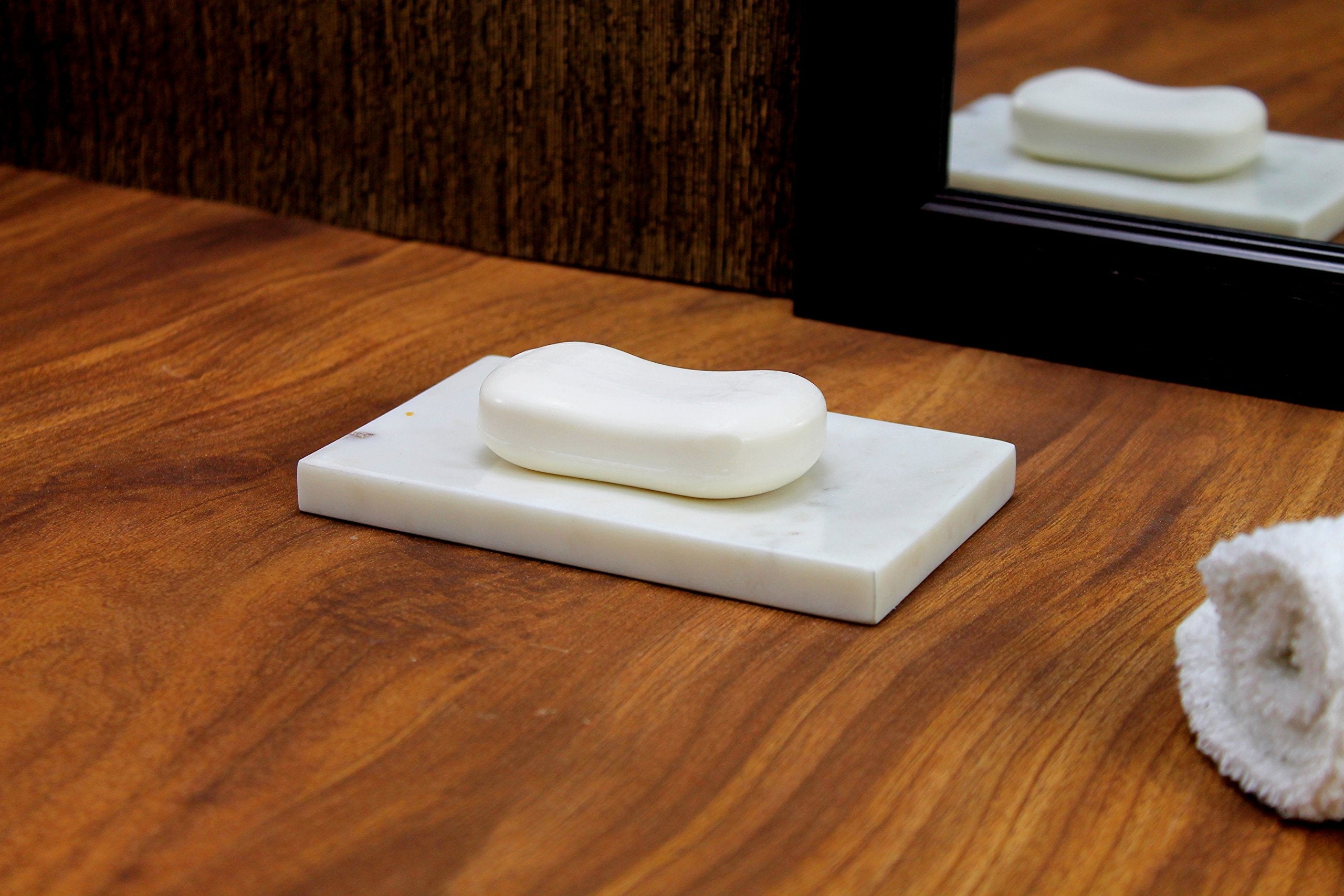 StonKraft KLEO Marble Stone Soap Dish Soap Holder Bath Accessories Bathroom Accessories (Leaf Shaped)