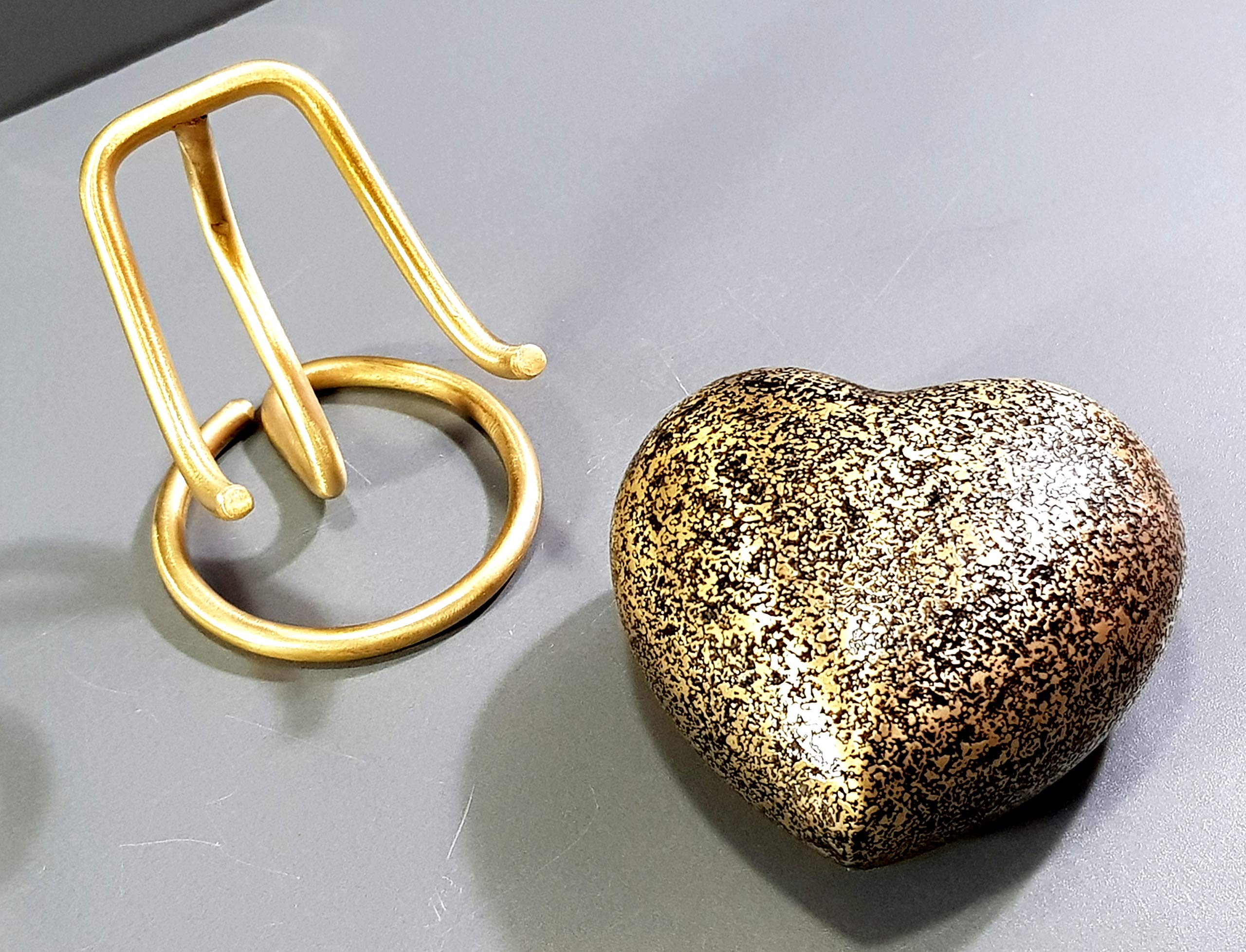 eSplanade Metal Mini Cremation Urn Heart-shaped Keepsake Memorial Jar Pot Container | Small Urn for Funeral Ashes Burial | Wave Textured Metal Keepsake with Stand | Multicolor